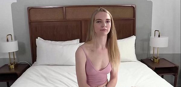  Young blonde coed casting fuck big cock before cum spraying